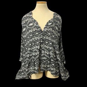 Bit&Bridle Womens XL Aztec Print Top Blouse Shirt 3/4 Sleeve